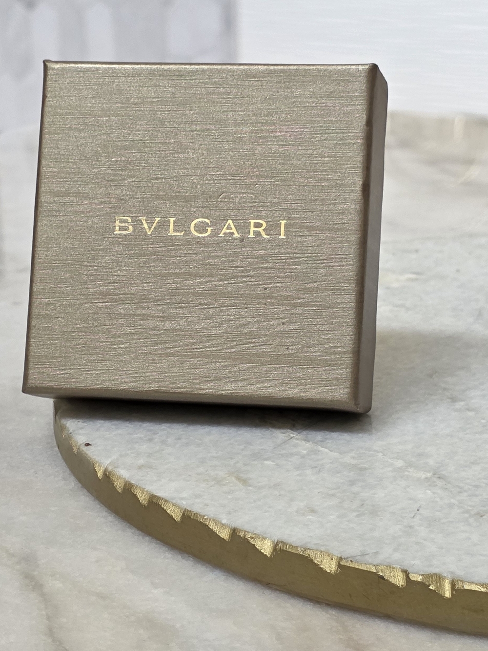 Bvlgari Shimmery Taupe Jewelry Box with Gold Logo